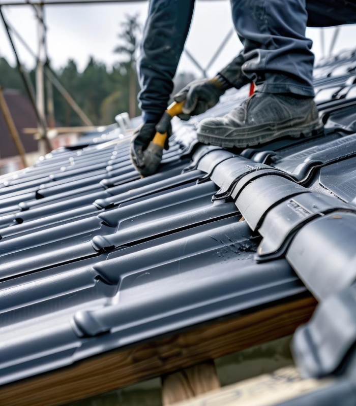 Entreprise de couverture zinguerie réalisant une intervention sur tuiles et faîtage – Artisan Pachet